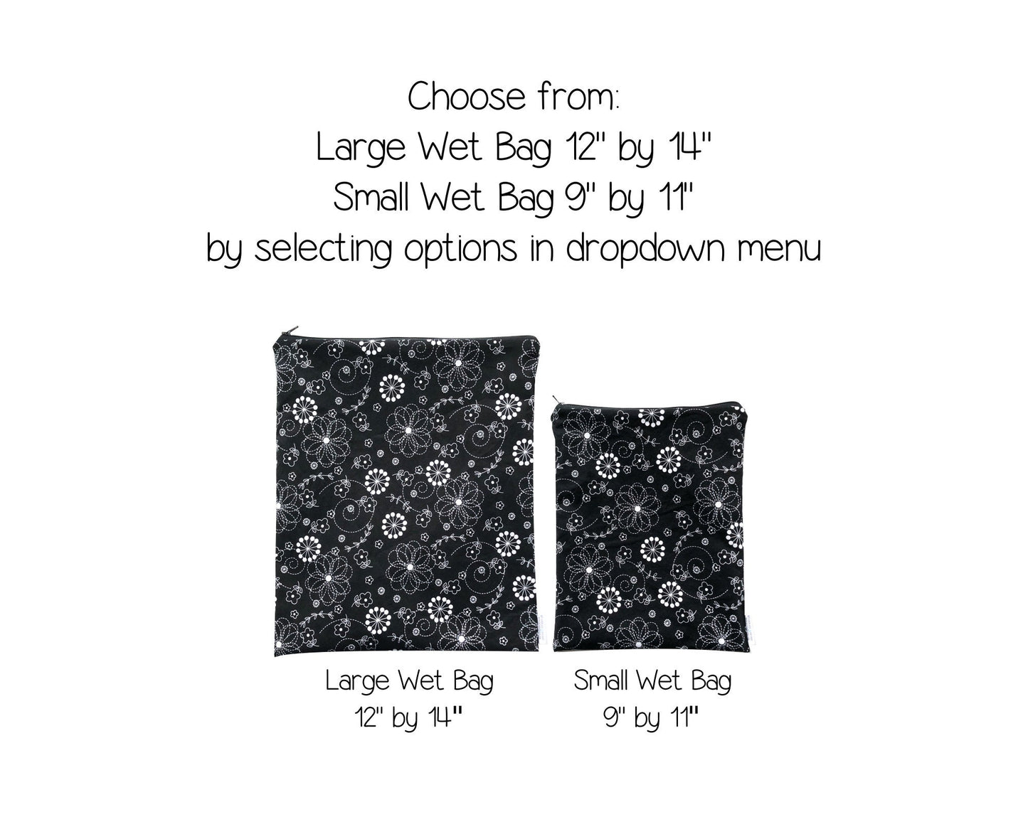 Black Doodle Wet Bag
