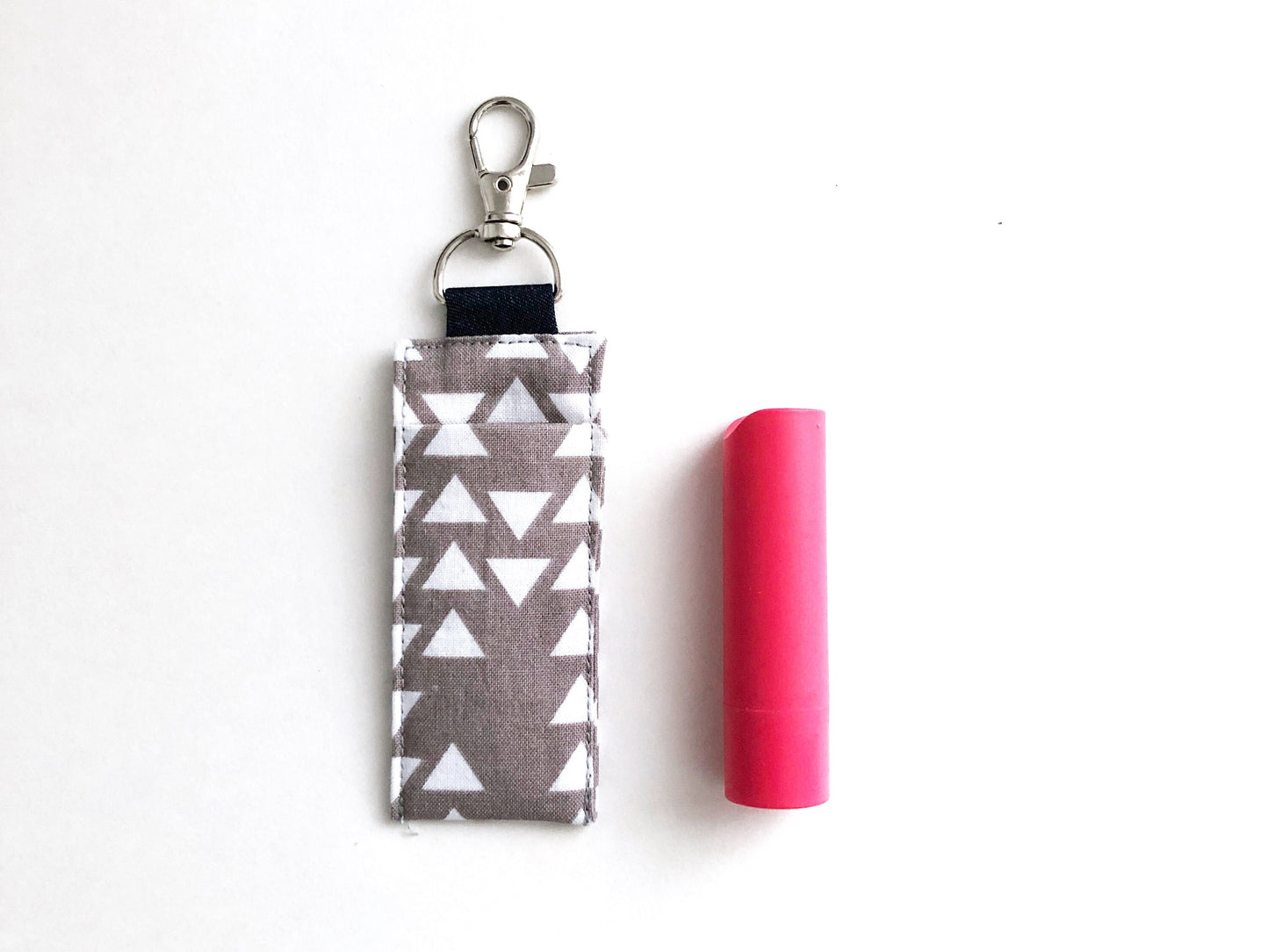 Lip Balm Keychain Holder in Geometric Grey