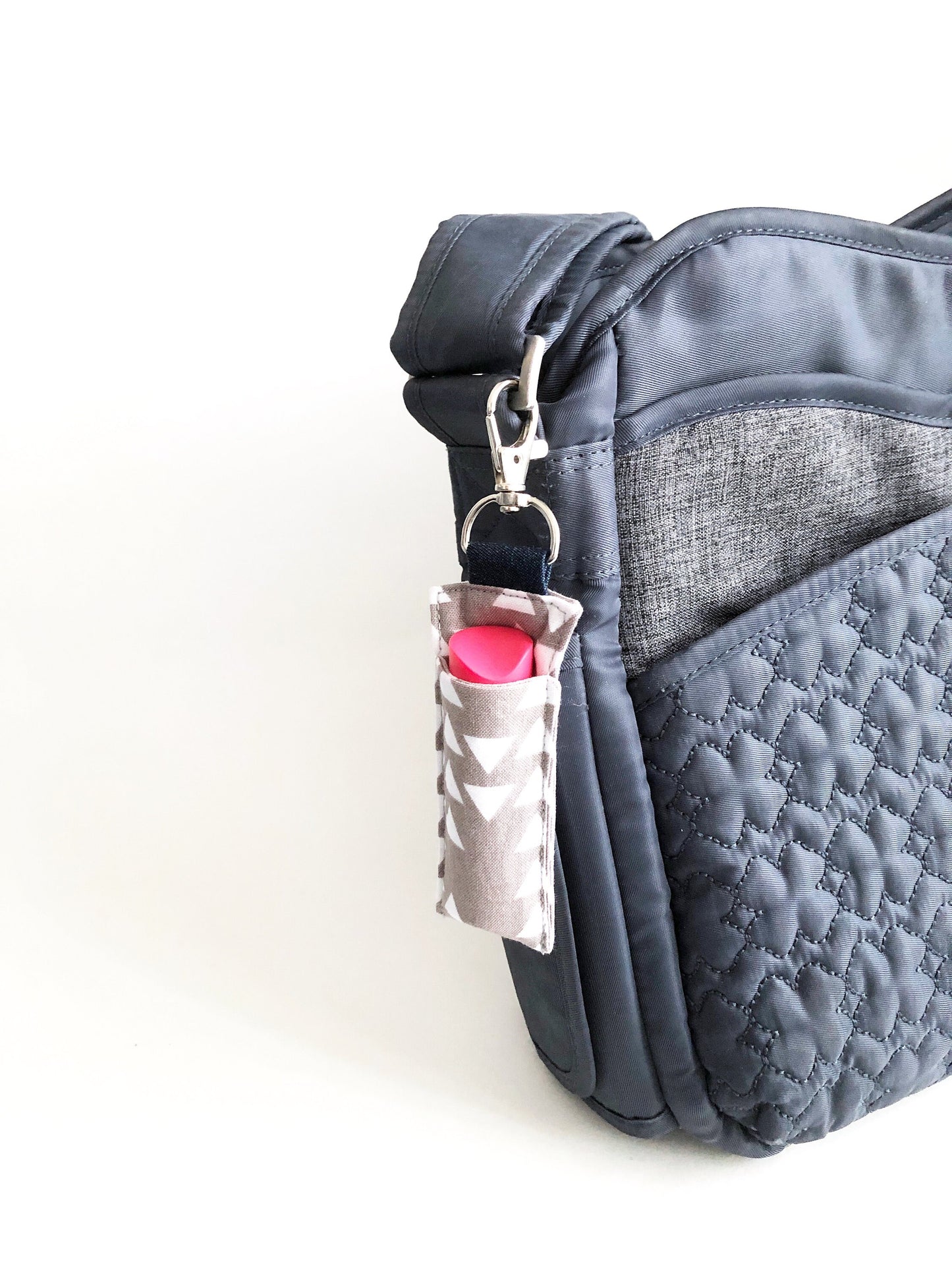 Lip Balm Keychain Holder in Geometric Grey