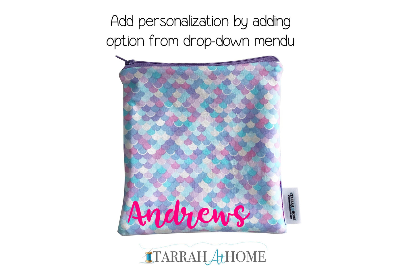Sparkle Mermaid Print Reusable Snack Bag
