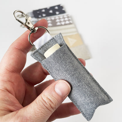 Lip Balm Holder Keychain in Linen & Cotton