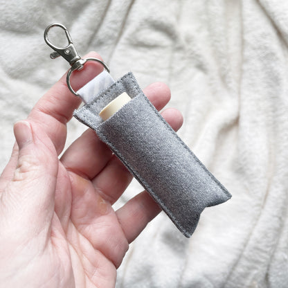 Lip Balm Holder Keychain in Linen & Cotton