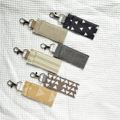 Lip Balm Holder Keychain in Linen & Cotton