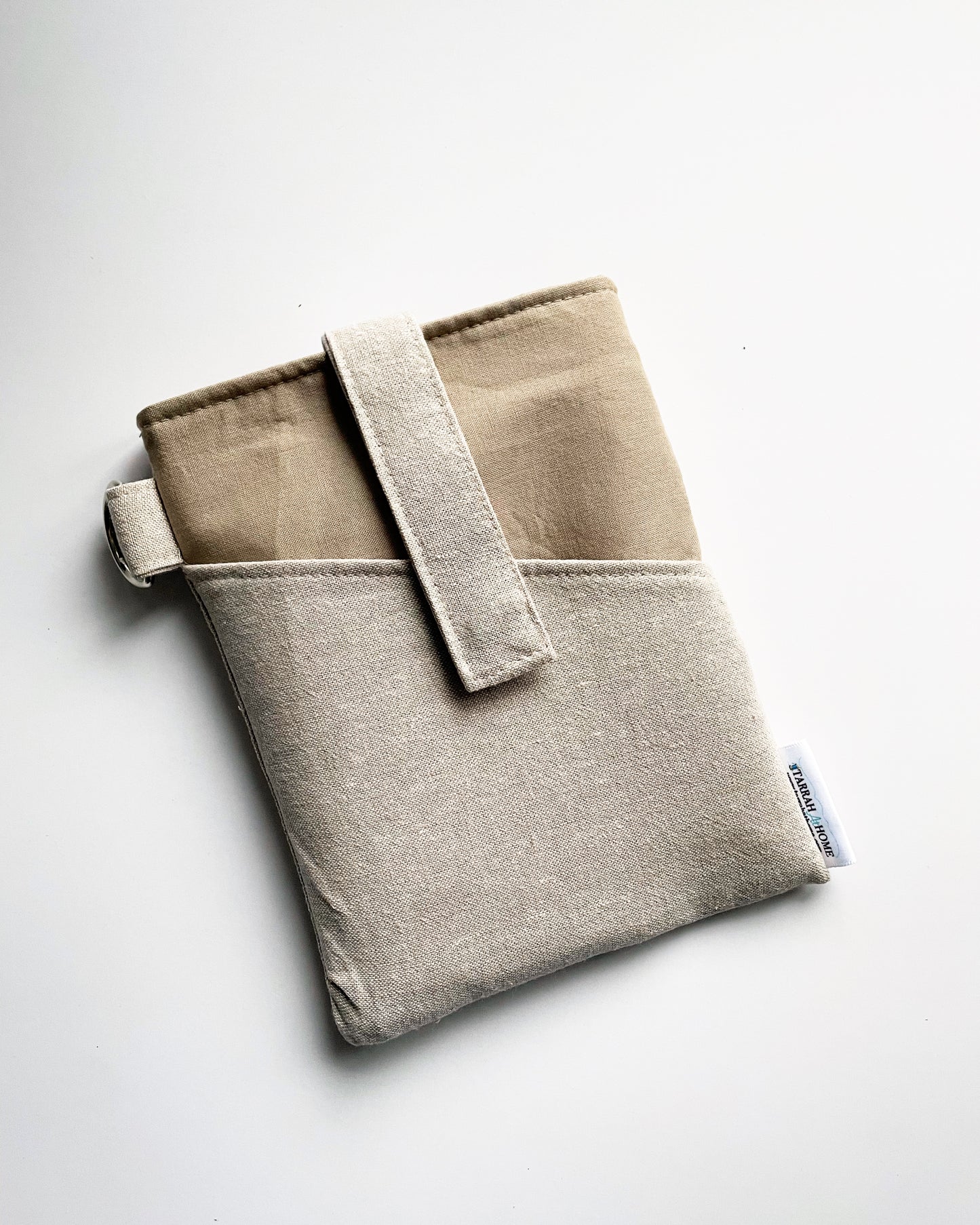 Linen and tan Kindle Paperwhite wallet sleeve