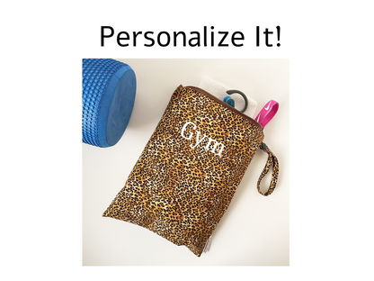 Cheetah print wet bag with personalization example