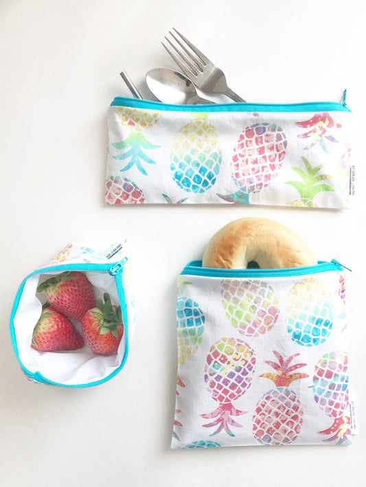 Bundle Pineapple Rainbow Reusable Snack Bags