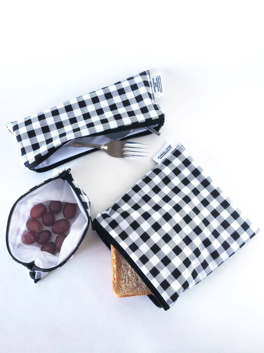 Bundle Black and White Buffalo Plaid Snack Bags