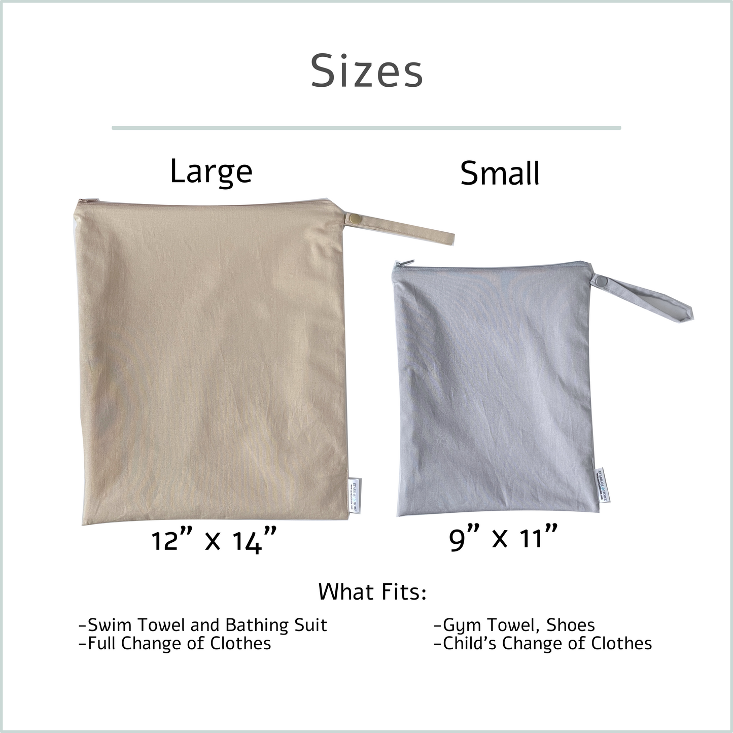 Size comparison between large and small wetbag