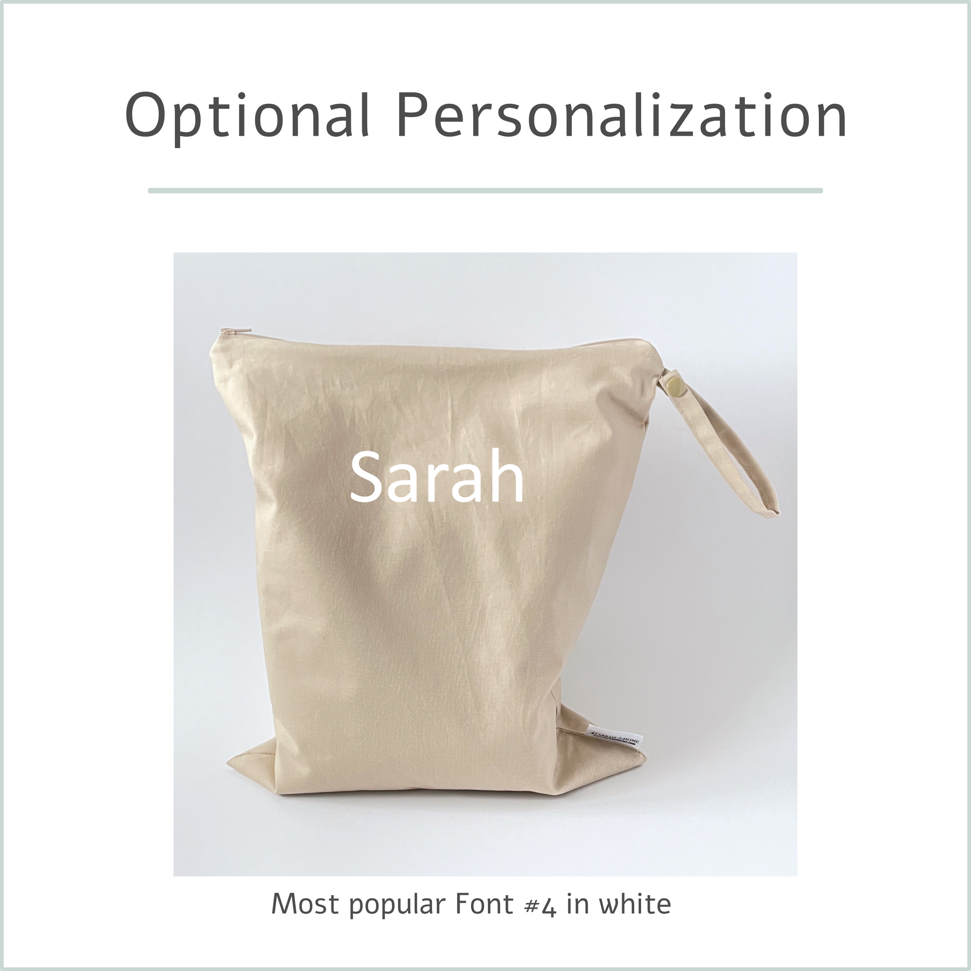 Personalization example on neutral wetbag