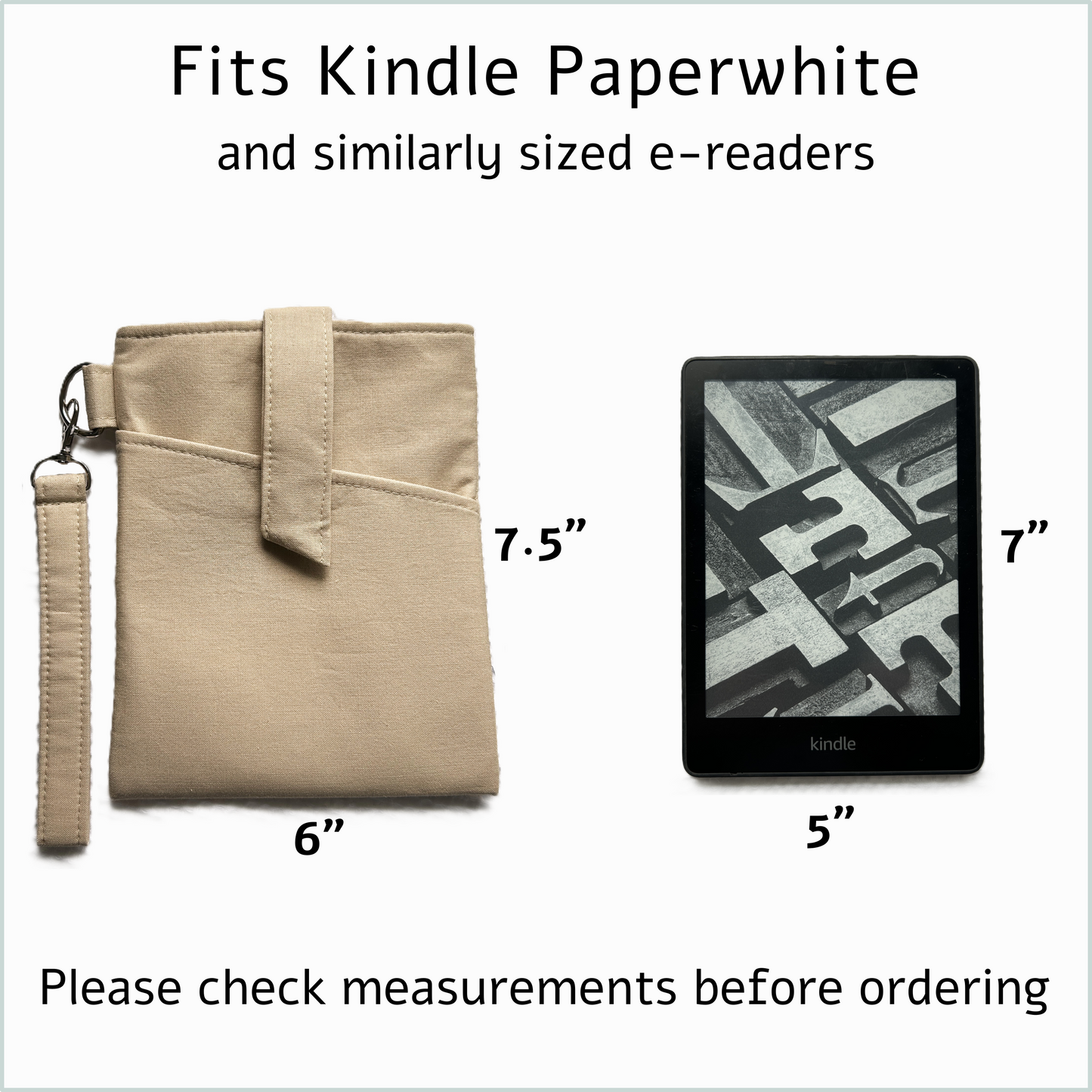 E-Reader Sleeve – Padded Kindle Paperwhite Sleeve with Wristlet