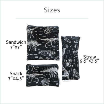 Dinosaur Skeleton Glow in the Dark Reusable Food Bags