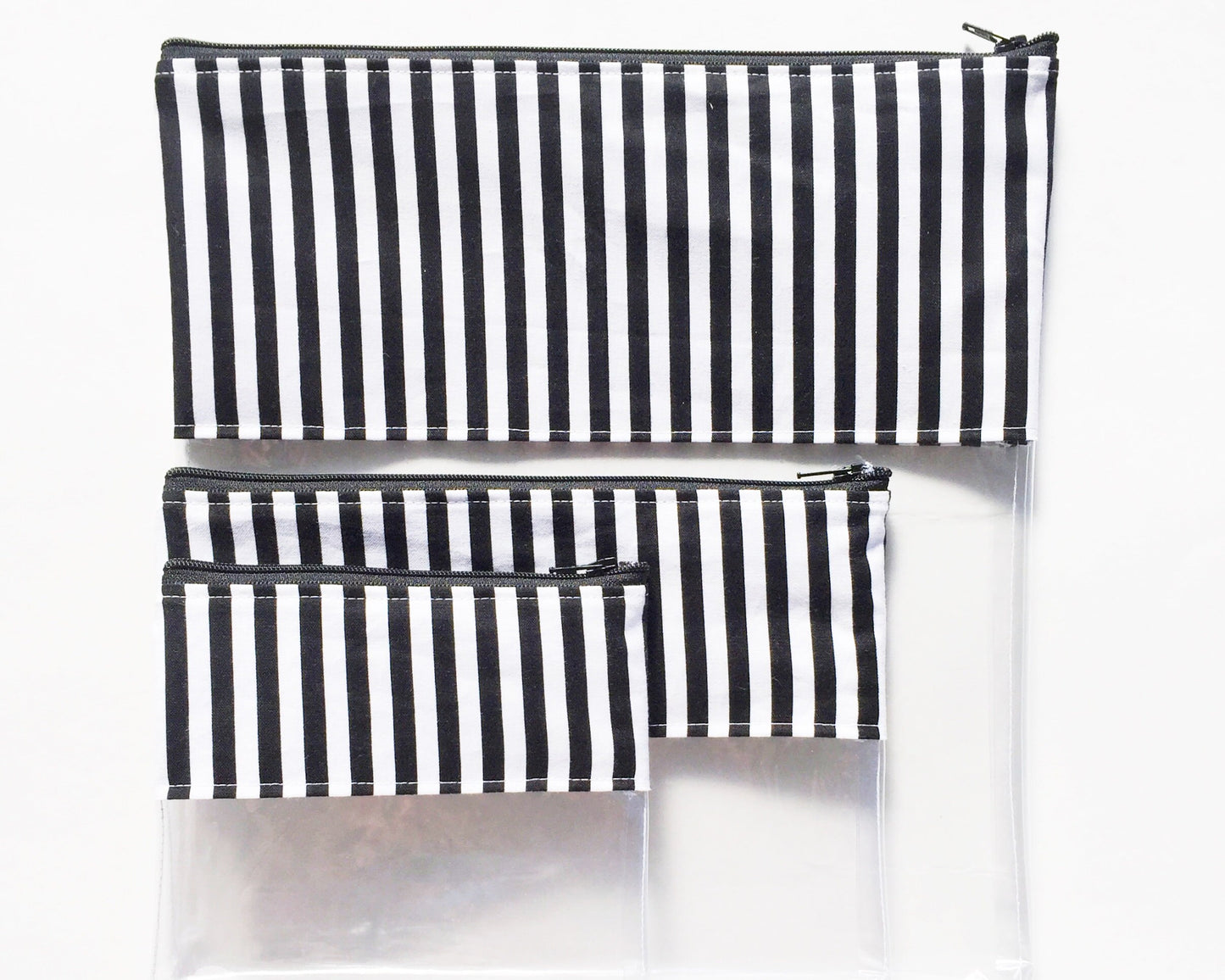 Clear Travel Pouch in BW Stripe