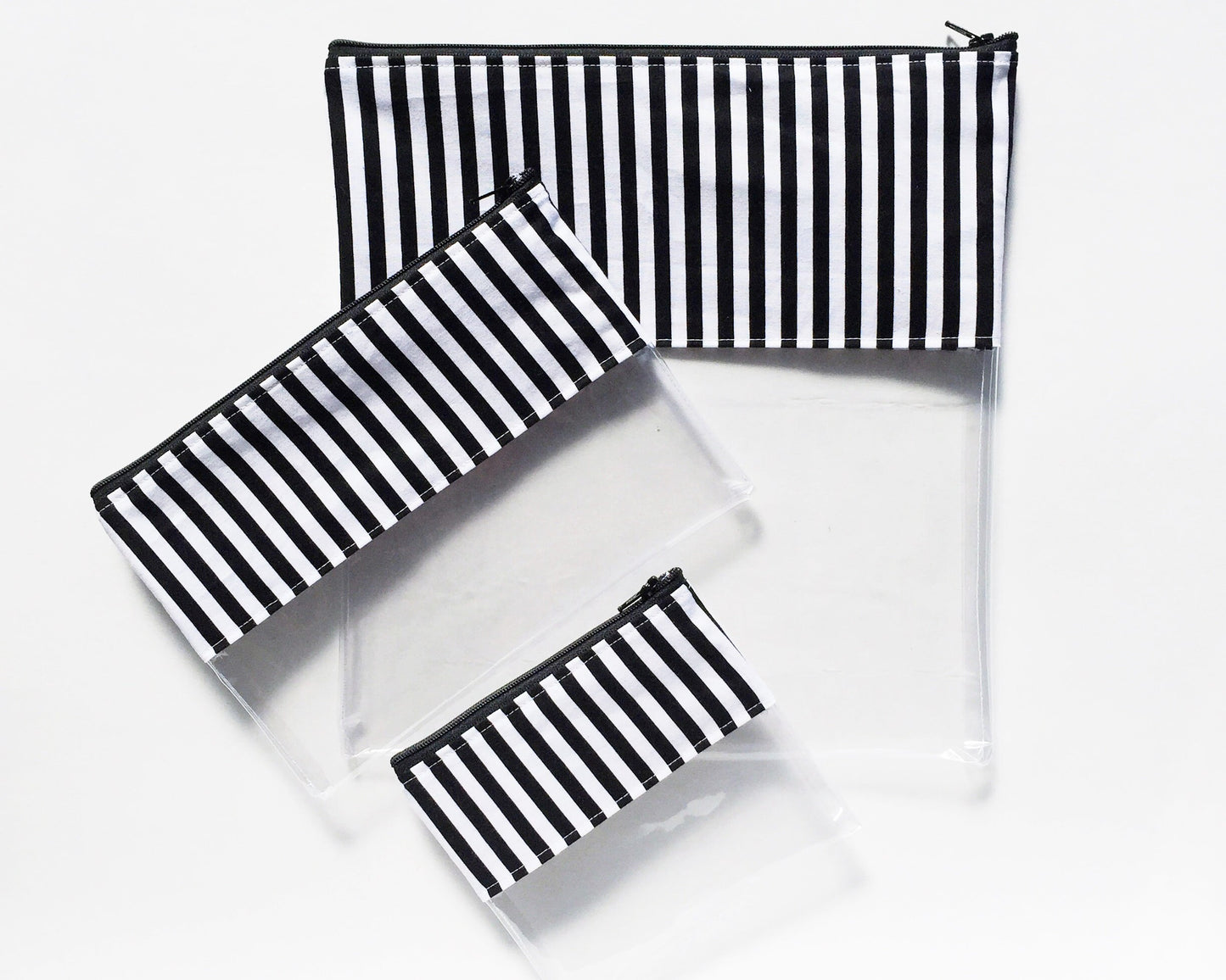 Clear Travel Pouch in BW Stripe