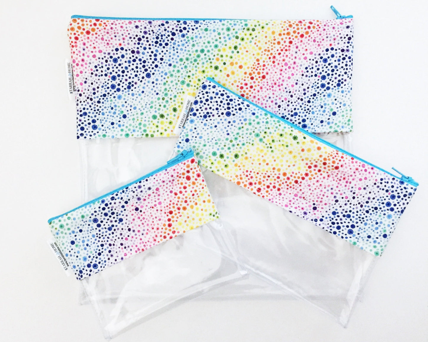 Peeky Pouch in Rainbow Bubble Print
