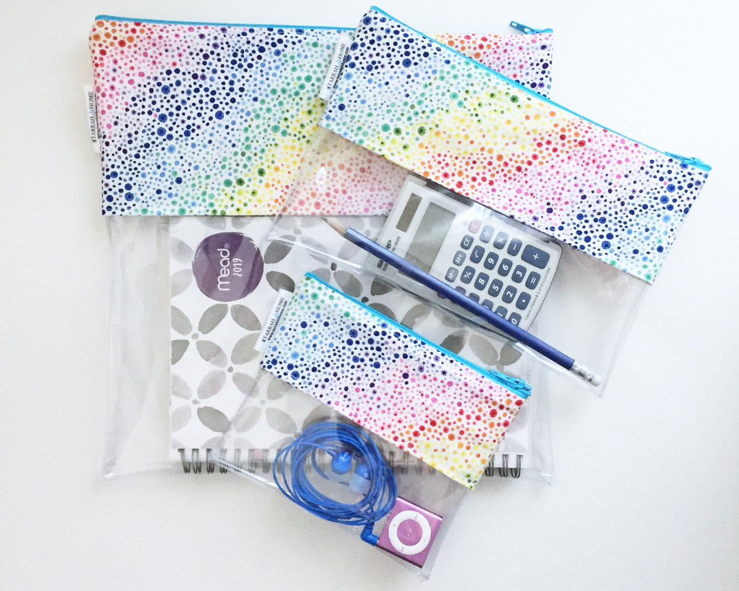 Peeky Pouch in Rainbow Bubble Print