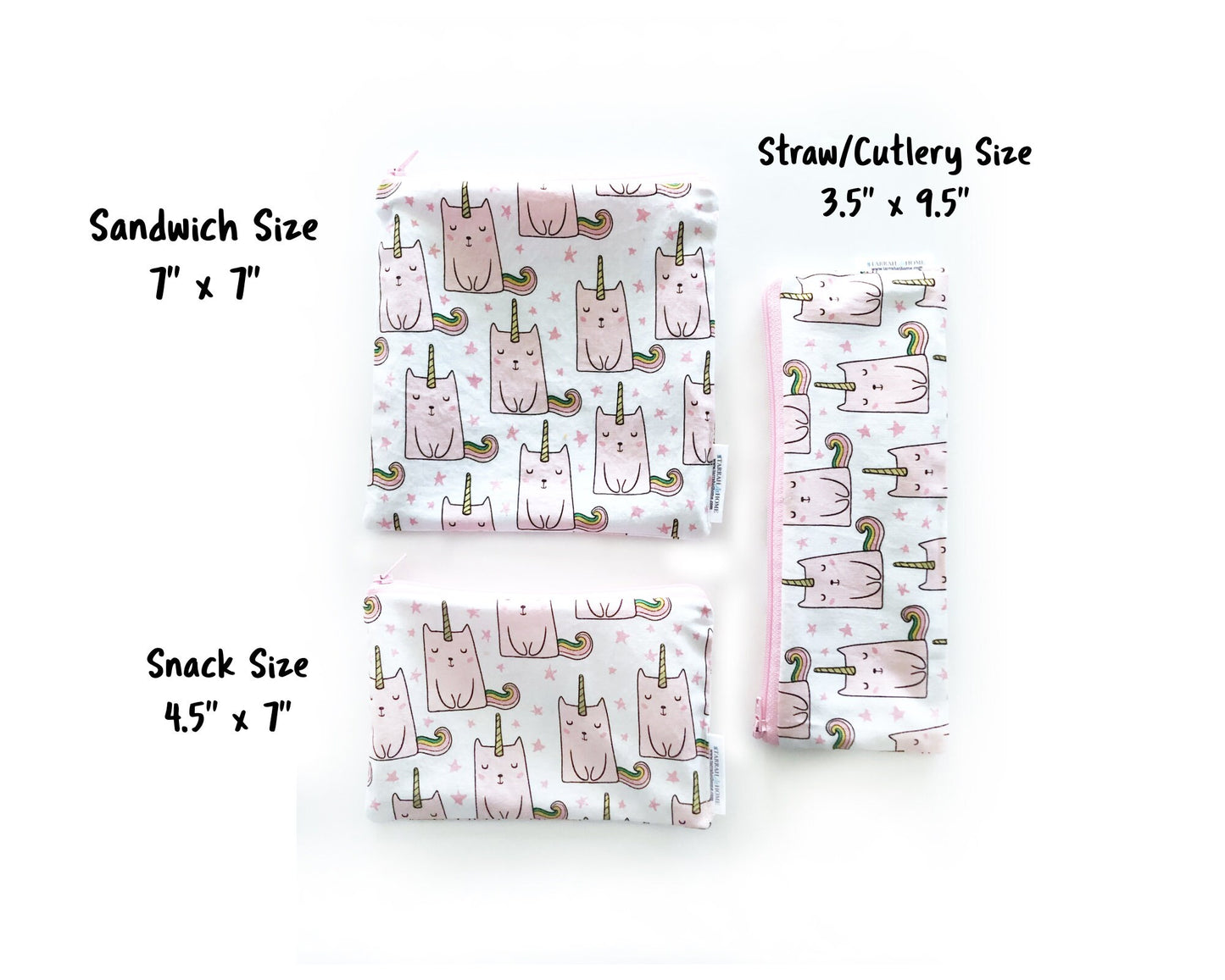 Glitter Unicorn Kitten Reusable Snack Bags