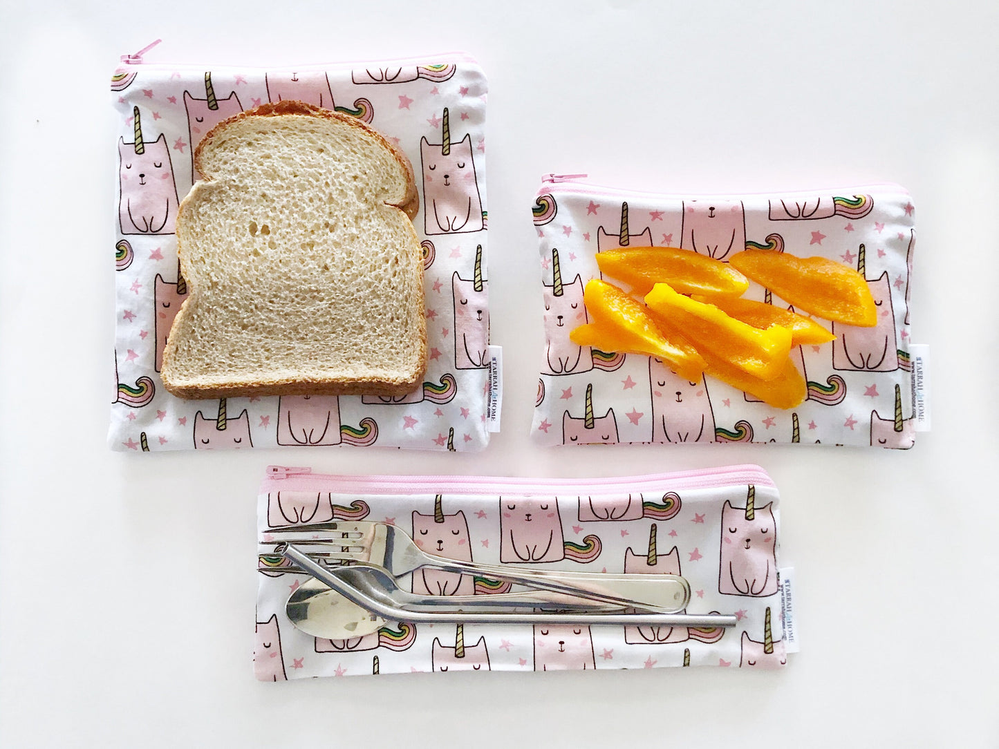 Glitter Unicorn Kitten Reusable Snack Bags