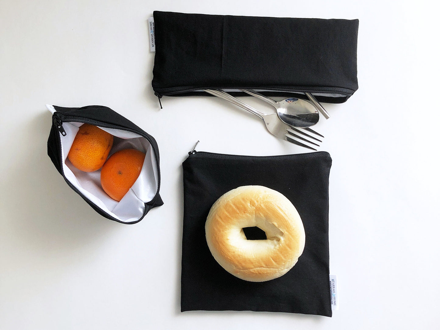 Personalized Reusable Snack and Sandwich Bags in Black, Red, or Blue