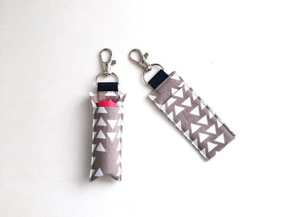 Lip Balm Keychain Holder in Geometric Grey