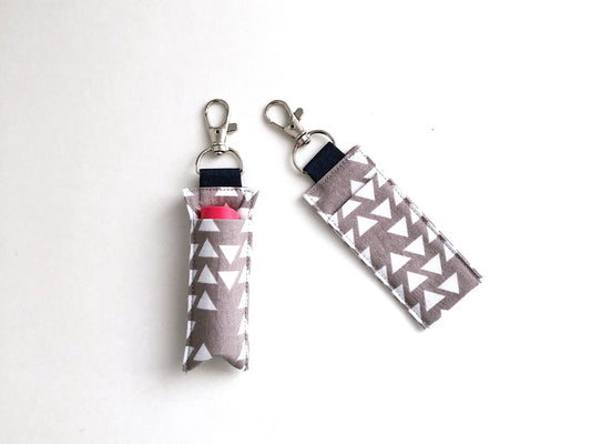 Lip Balm Keychain Holder in Geometric Grey