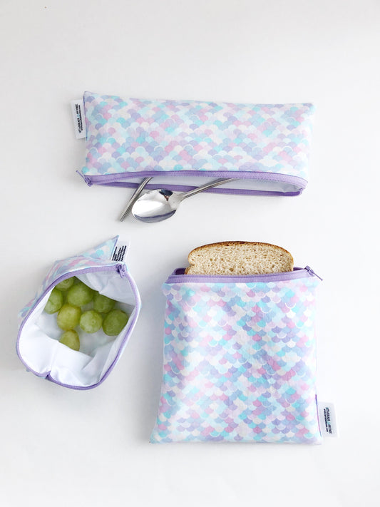 Sparkle Mermaid Print Reusable Snack Bag