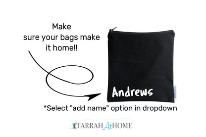 Personalized Reusable Food Bags in dark solid colors