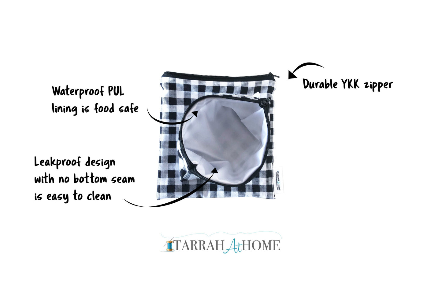 Black and White Buffalo Plaid Snack Bags